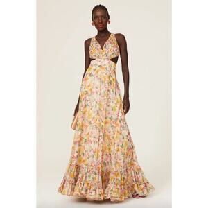Mac Duggal Floral Maxi Dress - Pink and Yellow